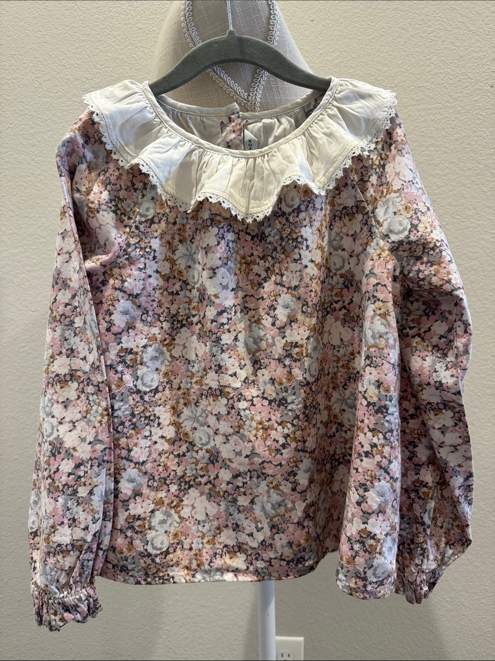 Janie and Jack Pink Floral Ruffle Collar Blouse